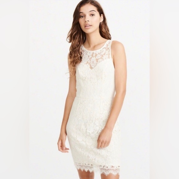 Abercrombie & Fitch Dresses & Skirts - ABERCROMBIE & FITCH Ivory Eyelash Lace Sweetheart Neckline Sleeveless Dress XS